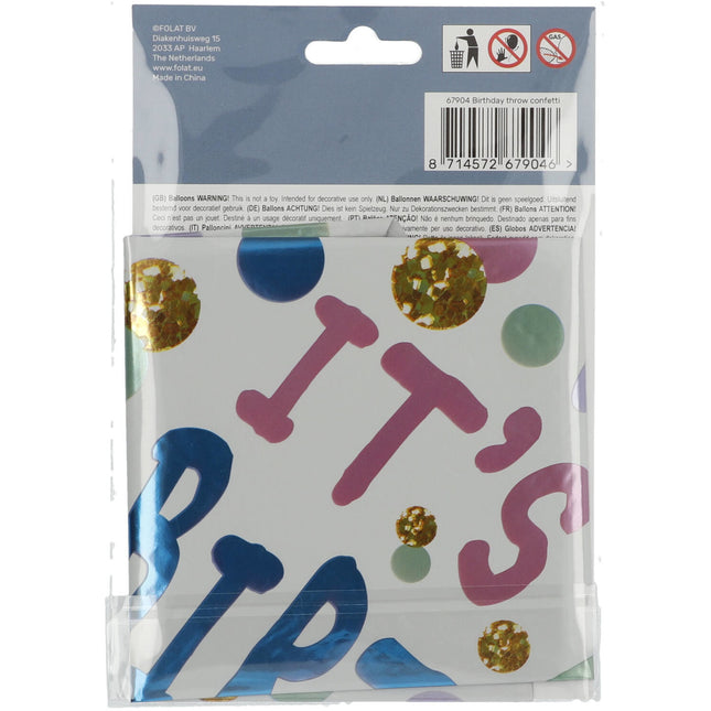 Helium Ballon Birthday Throw Confetti Leeg 45cm