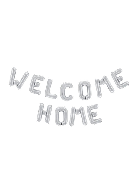 Letterballon Set Welcome Home Zilver