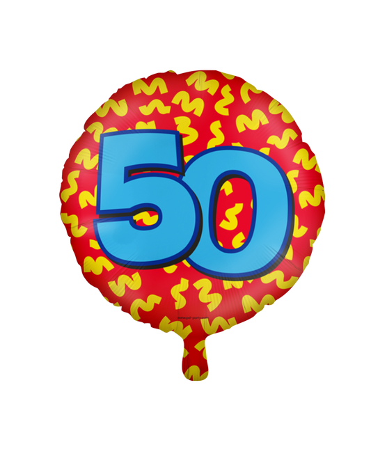 Helium Ballon 50 Jaar Gekleurd Leeg 46cm