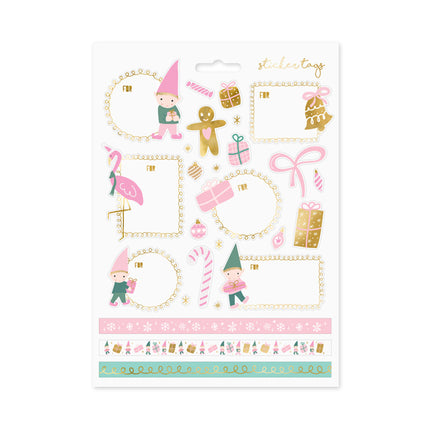 Cadeau Stickers Kerst Roze