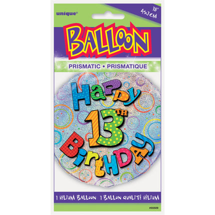 Helium Ballon 13 Jaar Glitters 45cm leeg