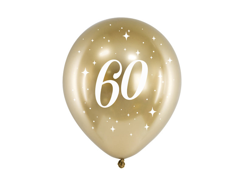 Ballonnen 60 Jaar Goud 30cm 6st