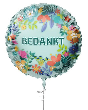 Bedankt Helium Ballon Blauw Leeg Bloemen 45cm