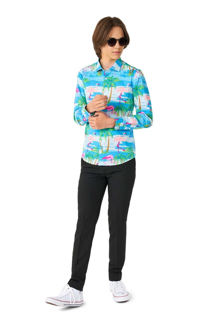 Hawaii Flamingo Teen Overhemd Jongen Tiener OppoSuits