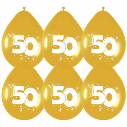 Ballonnen 50 Goud Party 30cm 6st