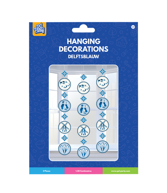 Delftsblauw Hangdecoratie 1,2m 3st