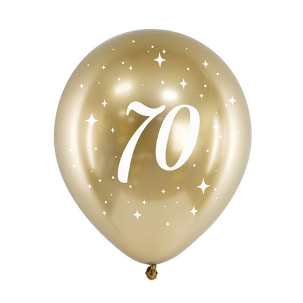 Ballonnen 70 Jaar Goud 30cm 6st