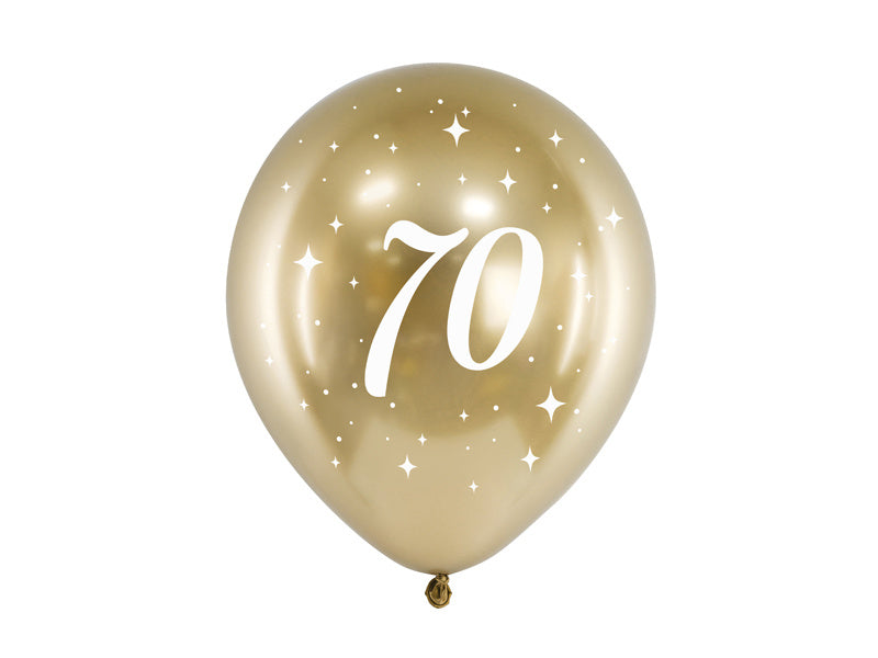 Ballonnen 70 Jaar Goud 30cm 6st