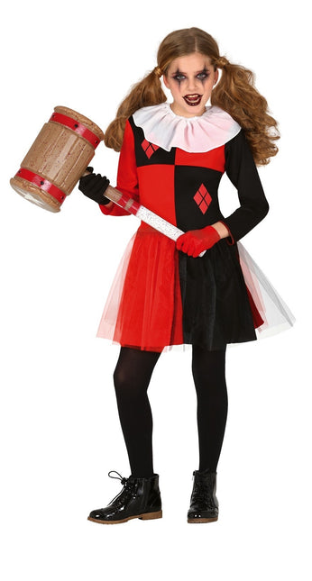 Harlekijn Halloween Kostuum Kind zwart-rood