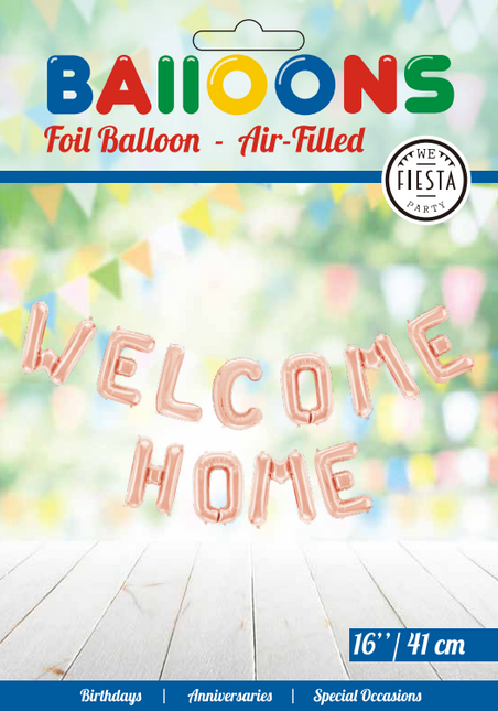 Letterballon Set Welcome Home Rose Goud