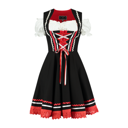 Oktoberfest Dirndl Jurk Oktoberfest Zwart Rood Dames 2 Delig