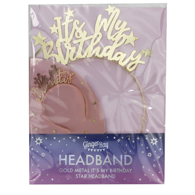 Rose Gouden Haarband Its My Birthday 21cm