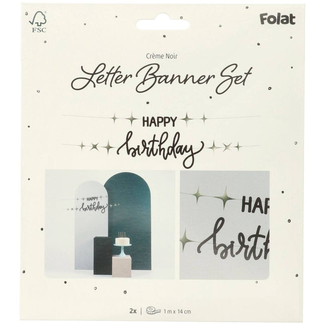 Happy Birthday Letterslinger Zwart 1,5m