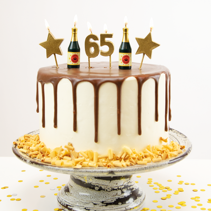 Kaarsjes 65 Jaar Champagne 17,5cm