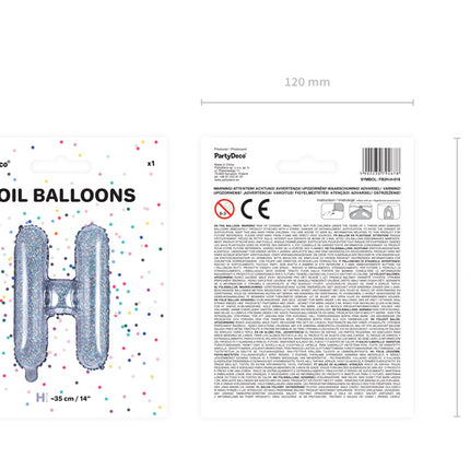 Folie Ballon Letter H Holografisch Leeg 35cm