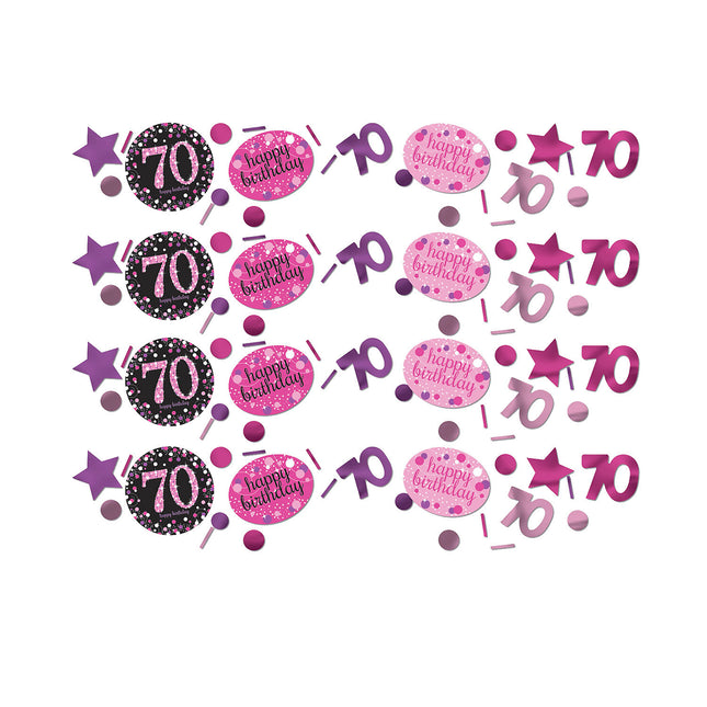 Tafelconfetti 70 Jaar Happy Birthday Roze 34gr