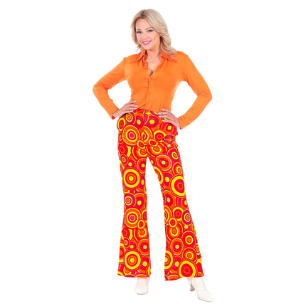 Disco 70S Broek Oranje Dames Bubbels