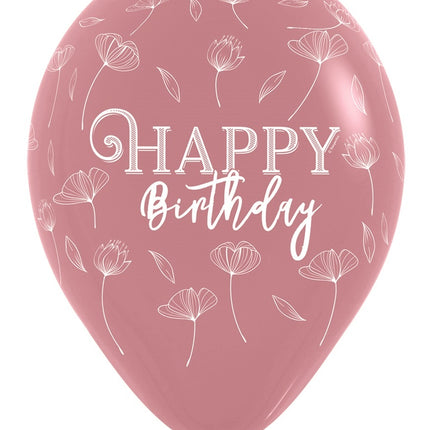 Ballonnen Happy Birthday Blossom Rosewood 30cm 25st