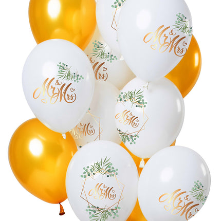 Bruiloft Ballonnen Mr & Mrs 30cm 12st