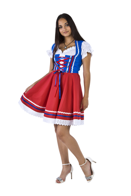 Oktoberfest Dirndl Jurk Oktoberfest Rood Blauw Dames 2 Delig