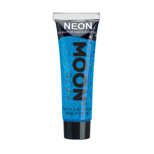 Moon Glow Neon UV Fine Glitter Gel Blue 12ml