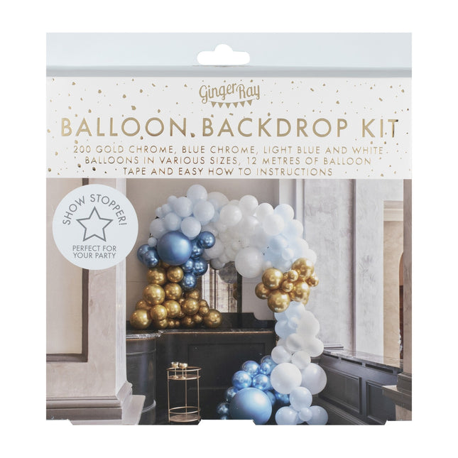 Blauw Gouden Ballonnenboog Chroom XL DIY Set