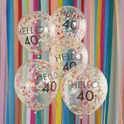 Doorzichtige Confetti Ballonnen 40 Jaar 30cm 5st