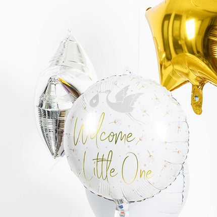 Helium Ballon Welcome Little One Ooievaar Leeg 45cm