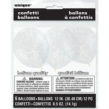 Confetti Ballonnen Wit 30,5cm 6st