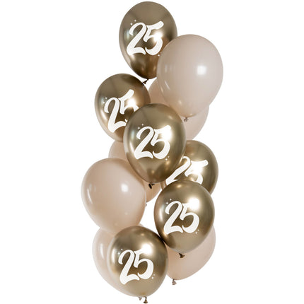 Gouden Ballonnen 25 Jaar Chroom 33cm 12st