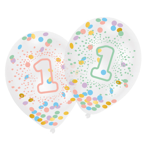 Ballonnen 1 Jaar Confetti Gevuld 27,5cm 6st