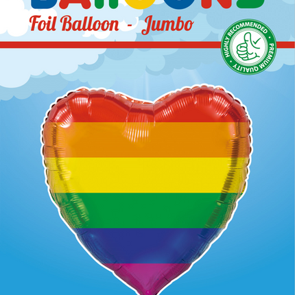 Helium Ballon Hart Regenboog XL Leeg 92cm