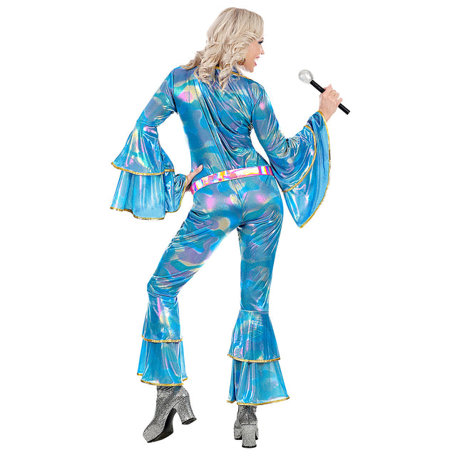 Disco 70S Jumpsuit Blauw Dames