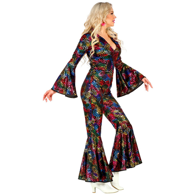 Disco 70S Jumpsuit Gekleurd Dames Cirkels