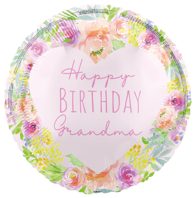 Happy Birthday Helium Ballon Leeg Grandma 45cm