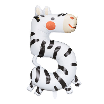 Helium Ballon 5 Jaar Zebra Leeg 81cm