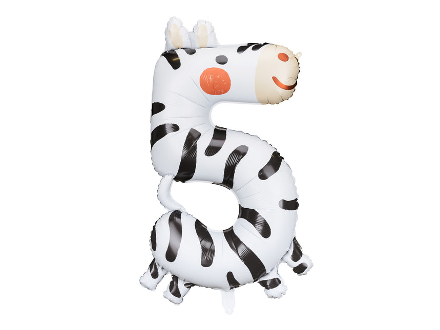 Helium Ballon 5 Jaar Zebra Leeg 81cm