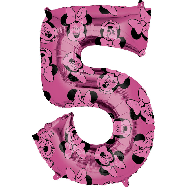 Minnie Mouse Helium Ballon Cijfer 5 66cm leeg