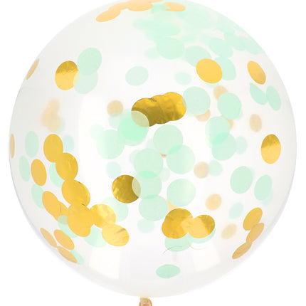 Confetti Ballon Blauw Goud 61cm