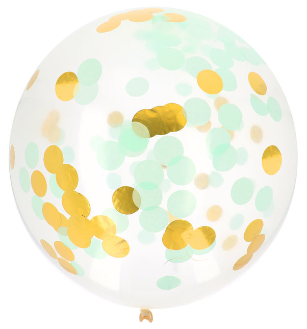 Confetti Ballon Blauw Goud 61cm