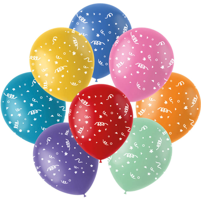 Ballonnen Confetti Gekleurd 23cm 8st