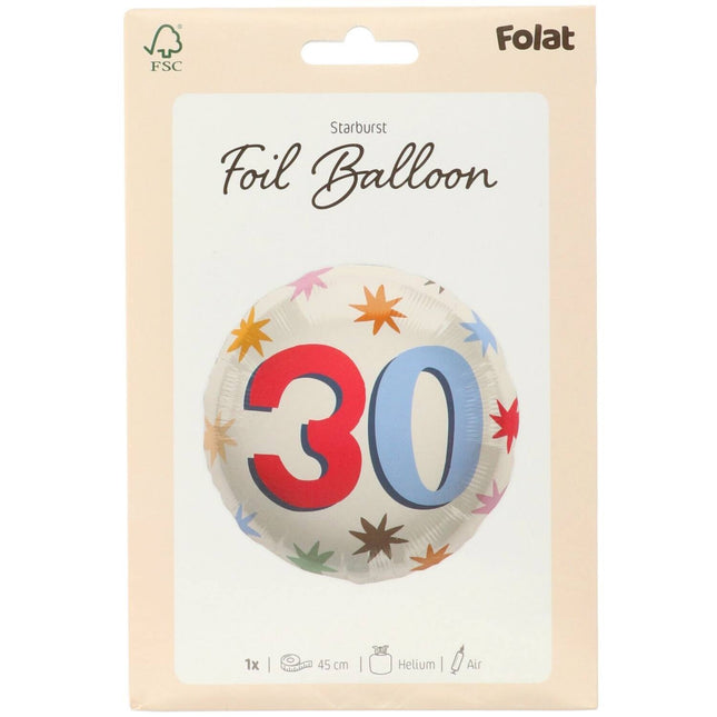 30 Jaar Helium Ballon Leeg 45cm