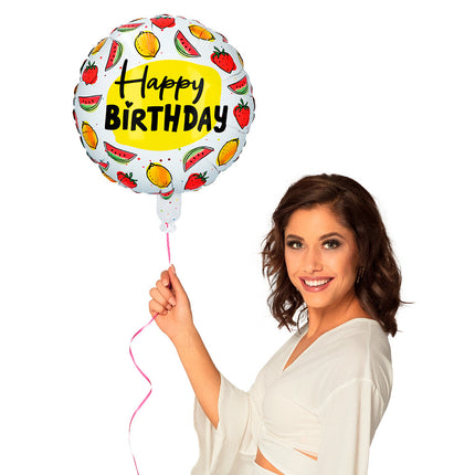 Happy Birthday Helium Ballon Fruit Dubbelzijdig 45cm