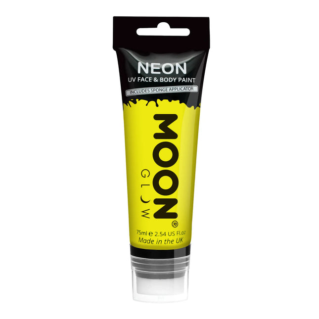 Moon Glow Neon UV Face Paint with Sponge Applicator Intense Yellow 75ml