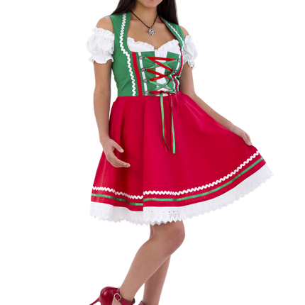 Oktoberfest Dirndl Jurk Oktoberfest Rood Groen Dames 2 Delig