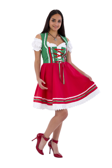 Oktoberfest Dirndl Jurk Oktoberfest Rood Groen Dames 2 Delig