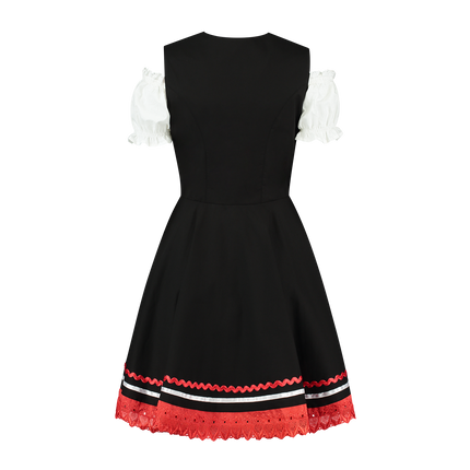 Oktoberfest Dirndl Jurk Oktoberfest Zwart Rood Dames 2 Delig