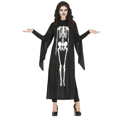 Skelet Halloween tuniek Dames L