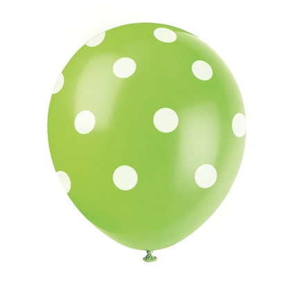 Lime Groene Ballonnen Witten Stippen 30cm 6st