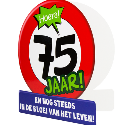 Verjaardagskaart 75 Jaar Verkeersbord 16,5cm